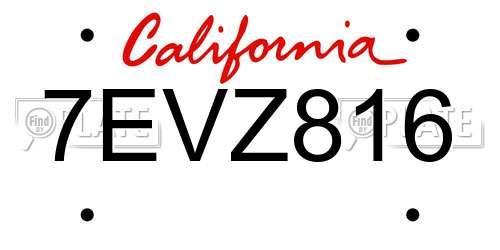 7EVZ816 California License Plate