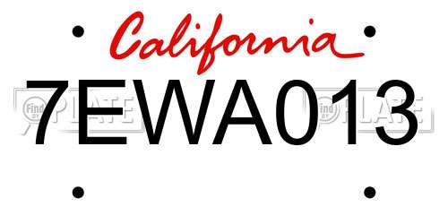 7EWA013 California License Plate