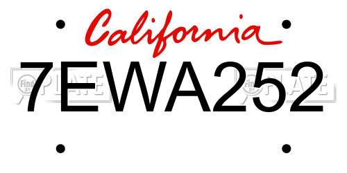 7EWA252 California License Plate