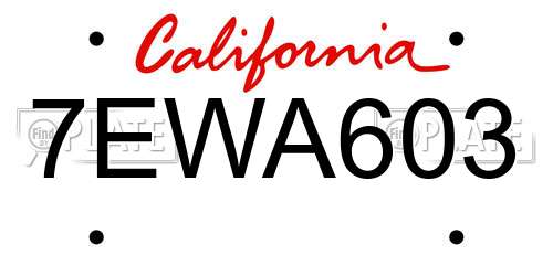7EWA603 California License Plate