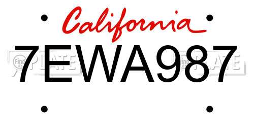 7EWA987 California License Plate