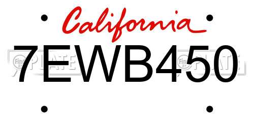 7EWB450 California License Plate