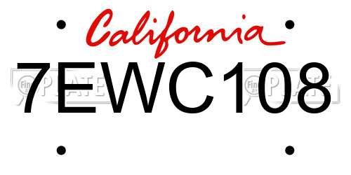 7EWC108 California License Plate