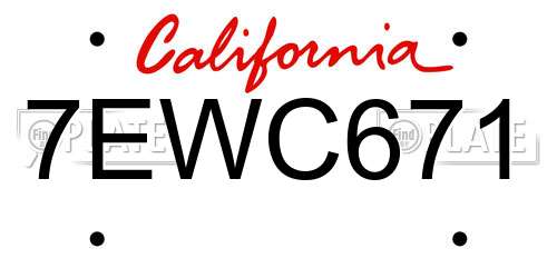 7EWC671 California License Plate