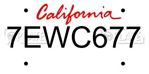 7EWC677 California License Plate