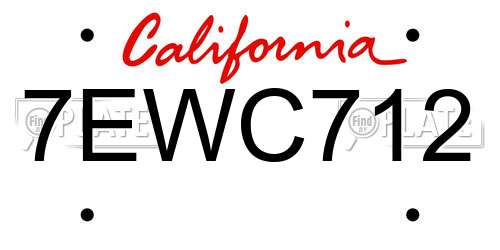 7EWC712 California License Plate