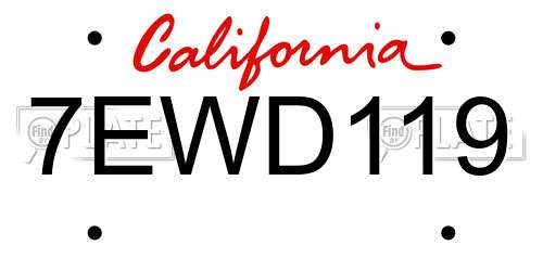 7EWD119 California License Plate