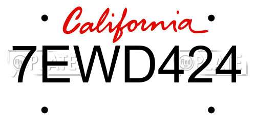7EWD424 California License Plate