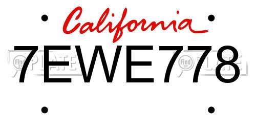 7EWE778 California License Plate