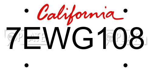 7EWG108 California License Plate