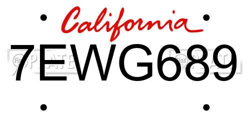 7EWG689 California License Plate