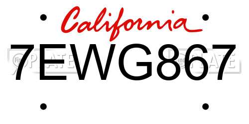 7EWG867 California License Plate