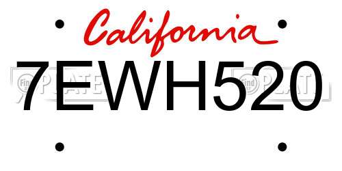 7EWH520 California License Plate