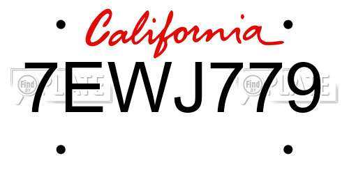 7EWJ779 California License Plate