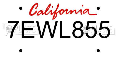 7EWL855 California License Plate