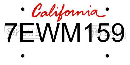 7EWM159 California License Plate