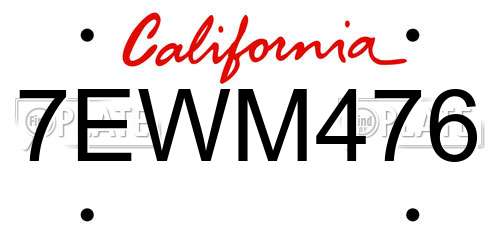 7EWM476 California License Plate