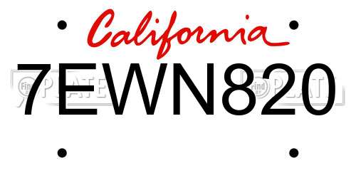 7EWN820 California License Plate