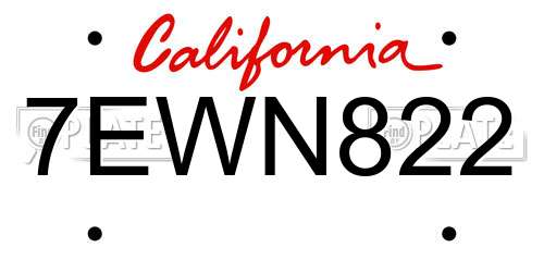 7EWN822 California License Plate