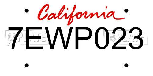 7EWP023 California License Plate