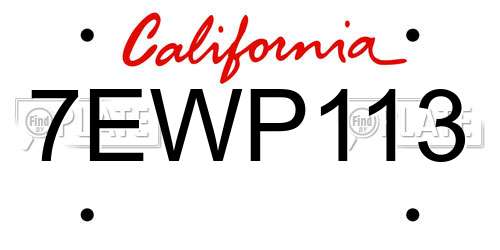 7EWP113 California License Plate