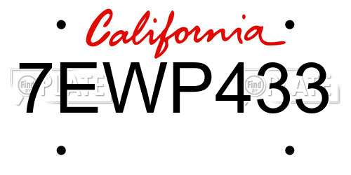 7EWP433 California License Plate