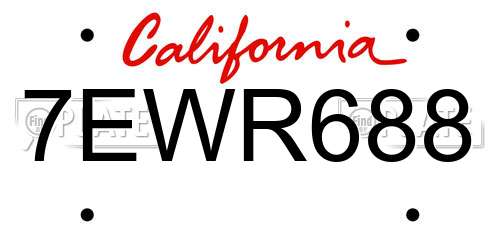 7EWR688 California License Plate