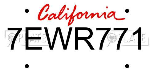 7EWR771 California License Plate