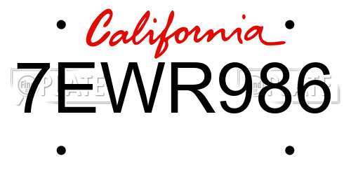 7EWR986 California License Plate