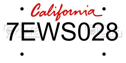 7EWS028 California License Plate