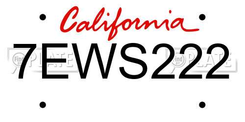 7EWS222 California License Plate