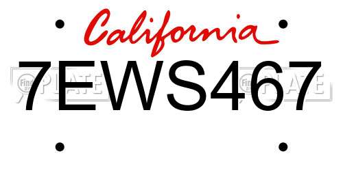 7EWS467 California License Plate