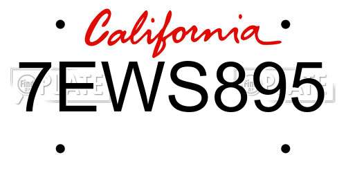 7EWS895 California License Plate