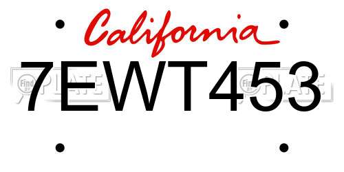 7EWT453 California License Plate