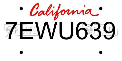 7EWU639 California License Plate