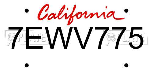 7EWV775 California License Plate