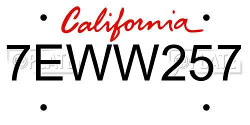 7EWW257 California License Plate