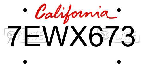 7EWX673 California License Plate