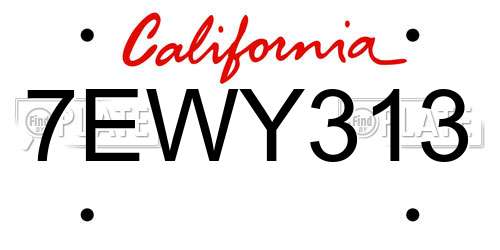 7EWY313 California License Plate