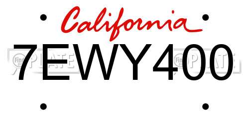 7EWY400 California License Plate