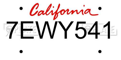 7EWY541 California License Plate