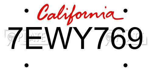 7EWY769 California License Plate