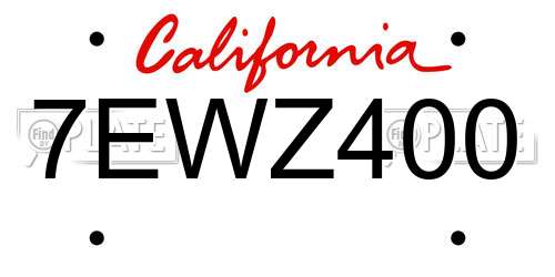 7EWZ400 California License Plate