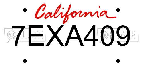7EXA409 California License Plate