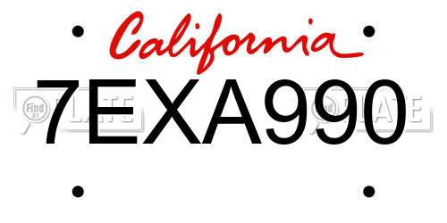 7EXA990 California License Plate