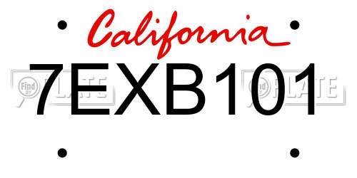 7EXB101 California License Plate