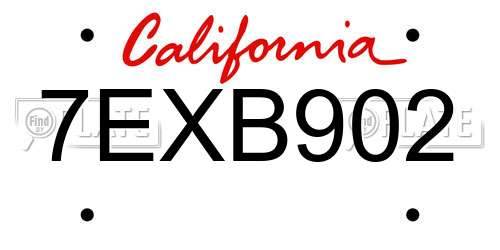 7EXB902 California License Plate