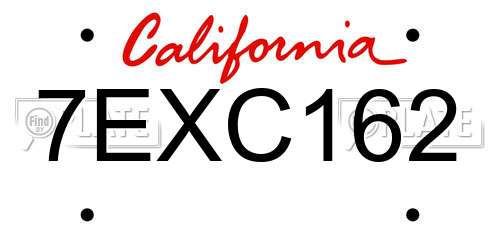 7EXC162 California License Plate