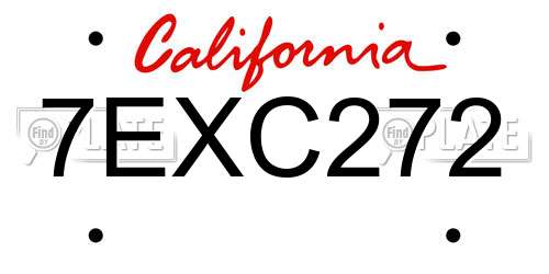 7EXC272 California License Plate