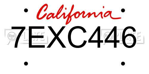 7EXC446 California License Plate